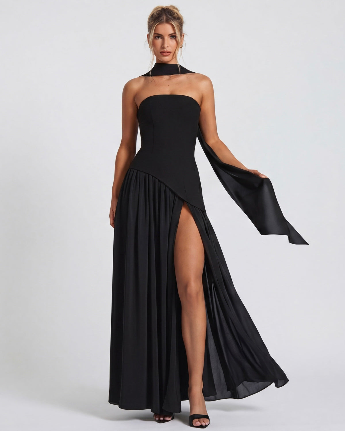 Carmen | Vestido Maxi Palabra de Honor con Pañuelo
