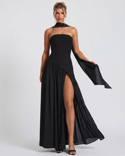 Carmen | Vestido Maxi Palabra de Honor con Pañuelo
