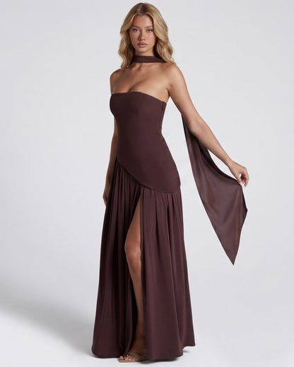 Carmen | Vestido Maxi Palabra de Honor con Pañuelo