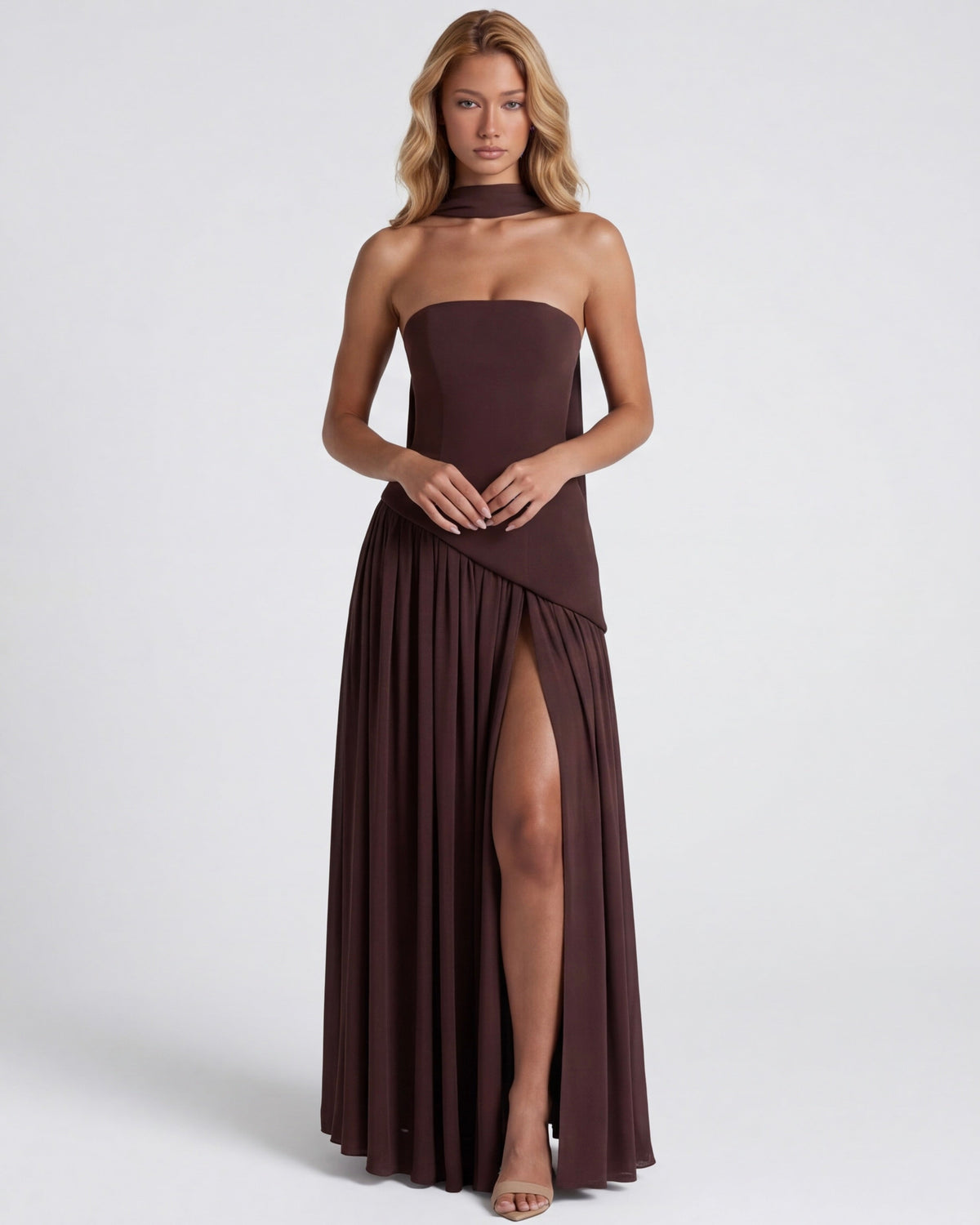 Carmen | Vestido Maxi Palabra de Honor con Pañuelo