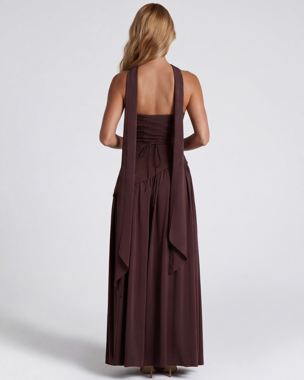 Carmen | Vestido Maxi Palabra de Honor con Pañuelo