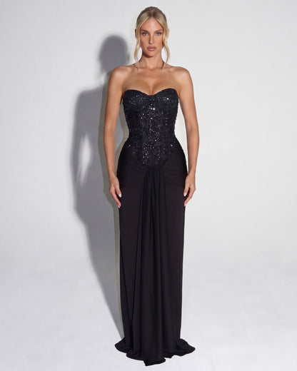 Paula | Vestido Maxi Corsé con Brillos