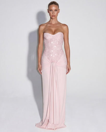 Paula | Vestido Maxi Corsé con Brillos