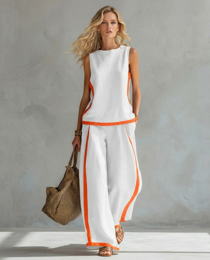 Antonia | Conjunto de chaleco y pantalón con detalles bicolor