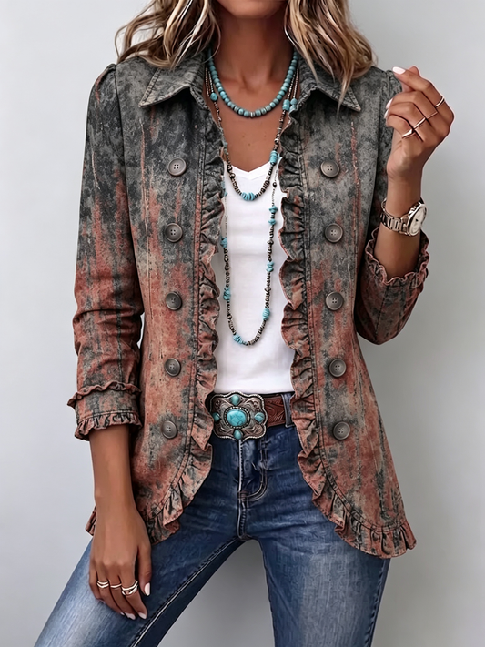Daniela | Chaqueta vintage texturizada degradada gris con vuelos