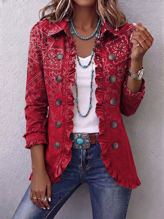Belén | Chaqueta bohemia paisley degradada roja