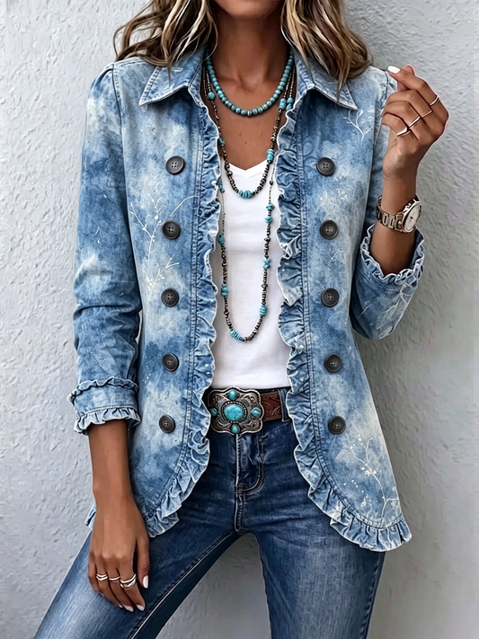 Mariela | Chaqueta bohemia botánica azul vintage