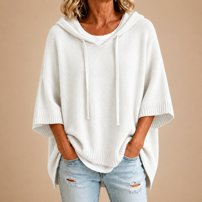 Bárbara | Poncho de punto con capucha